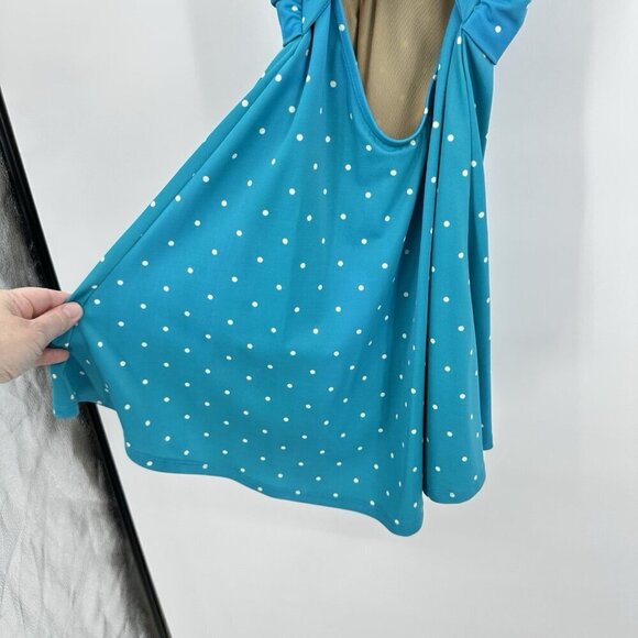 LL BEAN one piece swimsuit padded cups polka dot skirt criss cross modest 6 - Picture 8 of 11